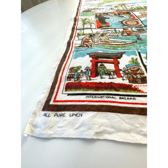 Vintage 60s Freeport Bahamas tea towel, souvenir linen, 100% linen, Ireland - Picture 5 of 8